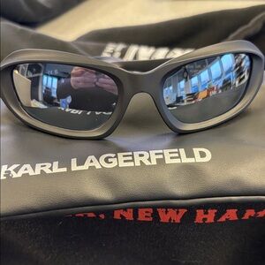 Karl Lagerfeld Black Frame Sunglasses with Dark Gray Lenses